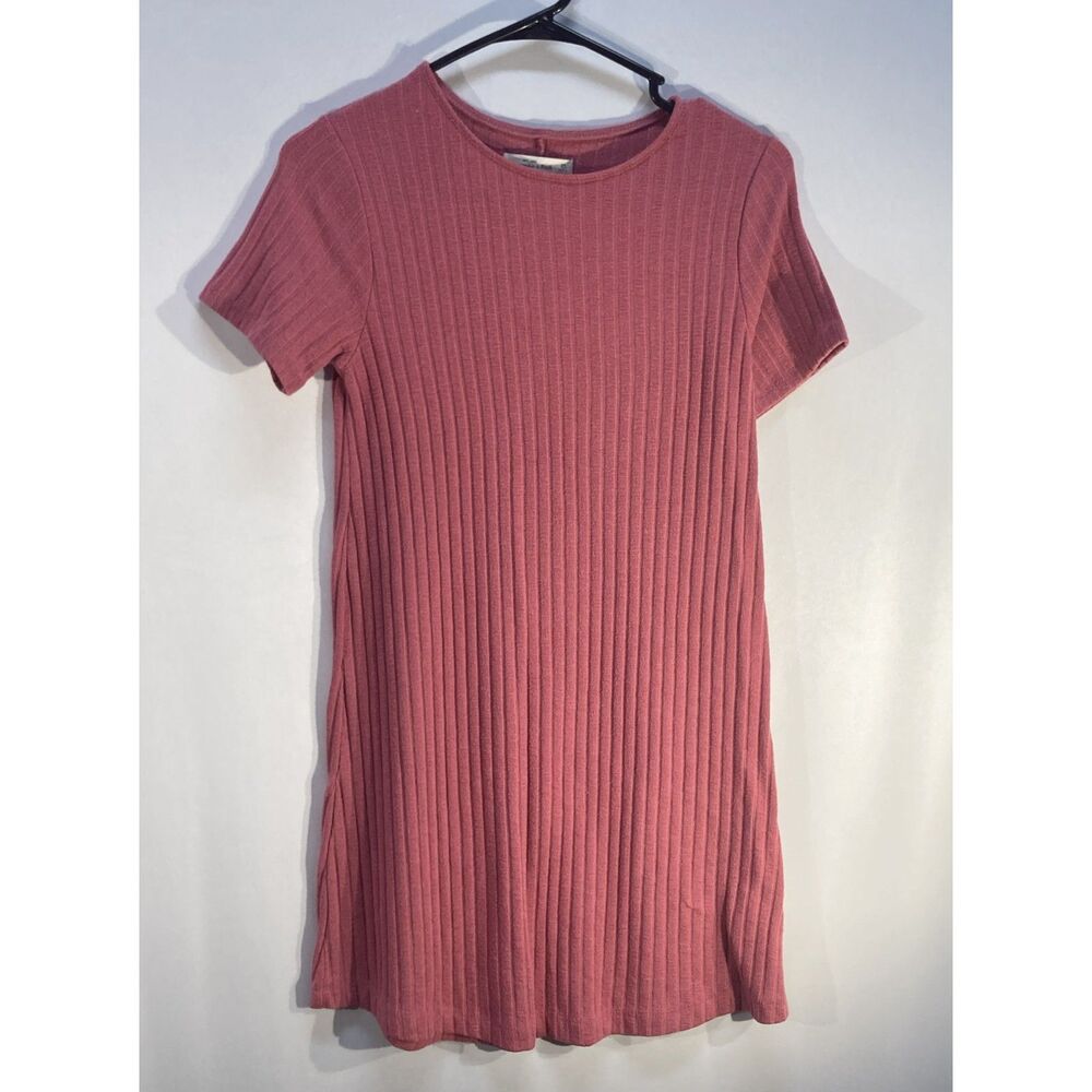 Abercrombie & Fitch Ribbed Knit T-Shirt Dress Size XS Dusty Rose Pink Casual